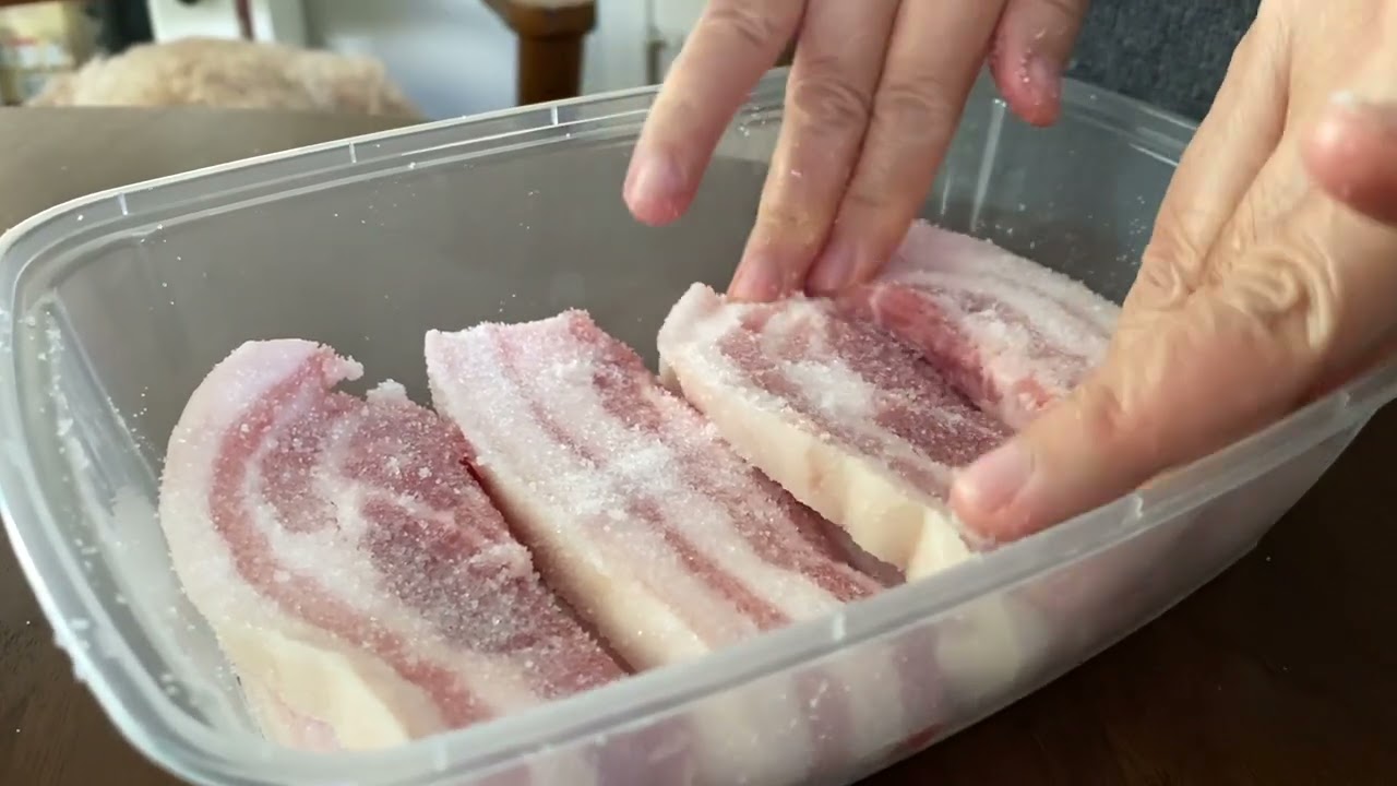 【字幕】腌咸肉 史上最简单  小秘诀  随手可做 想吃腌笃鲜 炒小菜极方便【田园时光美食】
