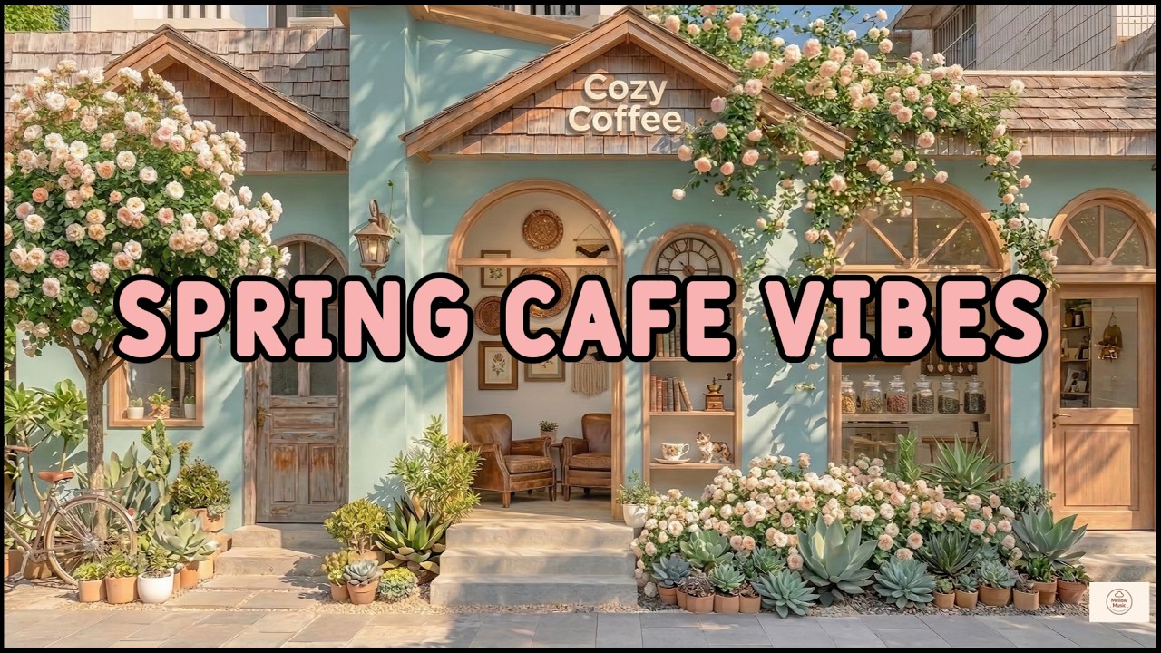 ⭐ Cozy Spring Cafe – 1 Hour Mellow Music for Relaxing Coffee Time☕ Cozy café and chill music