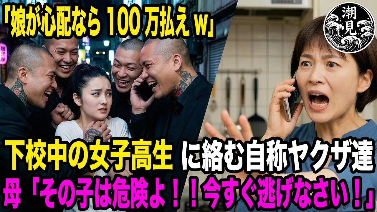 下校中の女子高生に絡む自称ヤクザ達「娘が心配なら100万払えw」母「その子は危険よ！！今すぐ逃げなさい！」【感動する話】