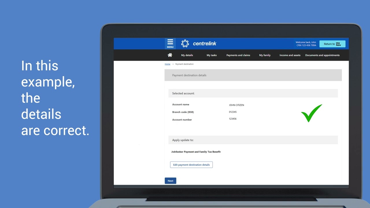 Manage where your payments are sent - Centrelink online account