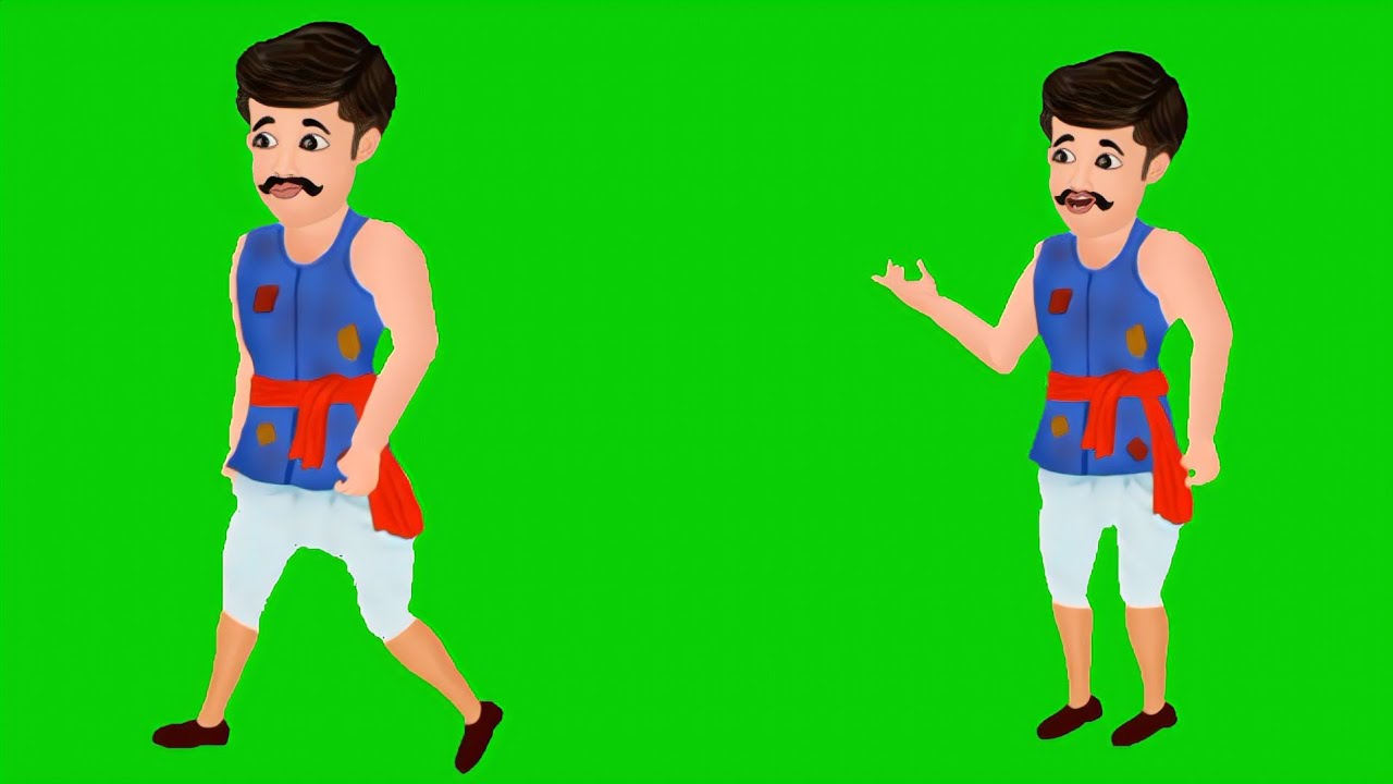 RamChand cartoon character green screen/cartoon character pose/green screen cartoon character,