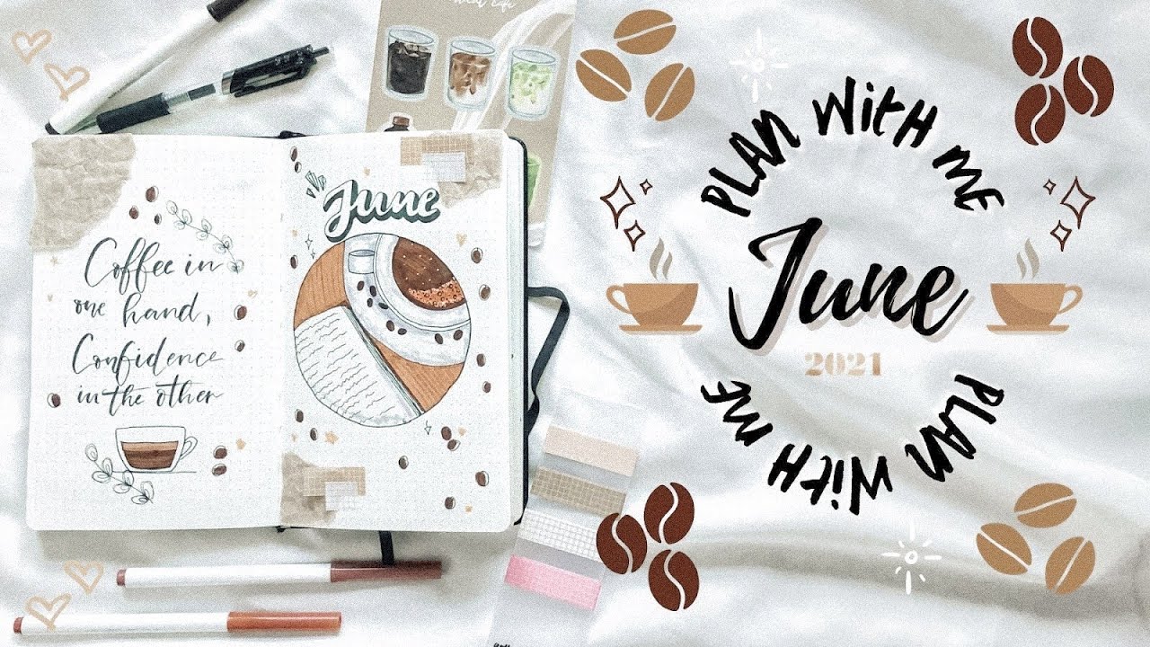 June Plan with me ☕ | coffee themed ✨ | 2021 Bullet Journal Setup