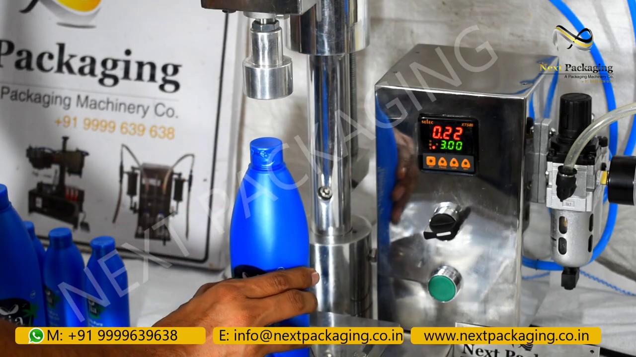 Semi Auto plug cap pressing machine for coconut oil bottles