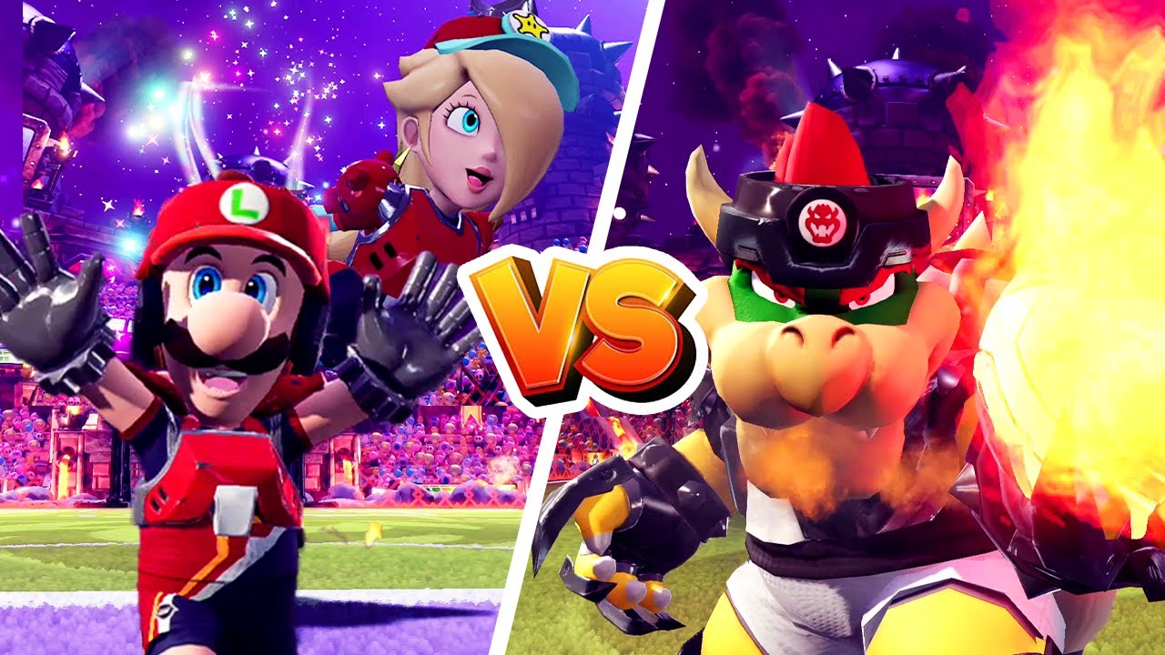 Mario Strikers Battle League - Luigi & Rosalina Vs Bowser & His Minions Gameplay (Hard CPU)
