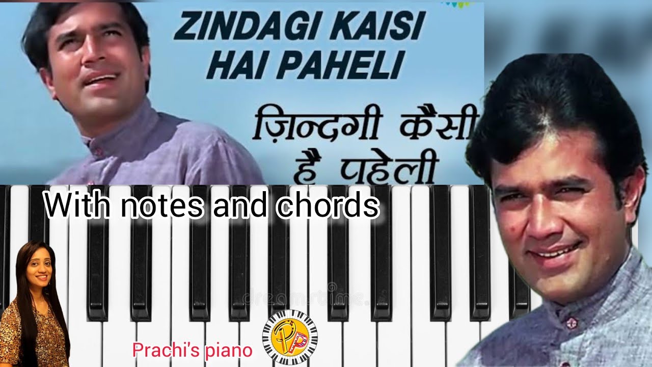 zindagi kaisi hai paheli| piano tutorial| notes & chords| Rajesh khanna| prachi's piano| Anand