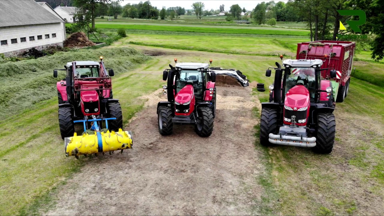 Massey Ferguson 8737s dynaVT + Strautmann tera vitesse 4601.Zbiór trawy przyczepą .ROLTOMA