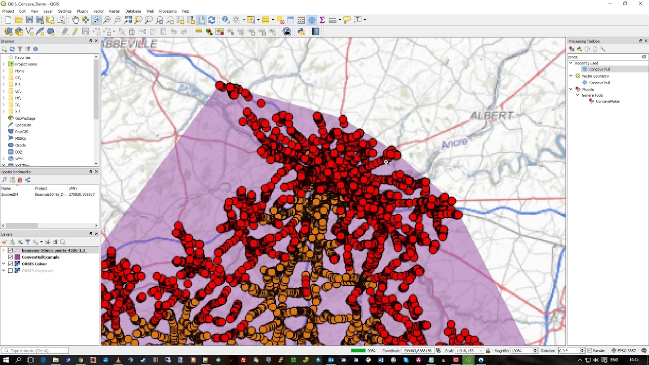 Учебное пособие по вогнутой оболочке QGIS