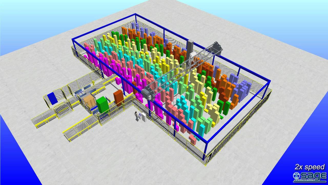 Multi-pick/Stacking ASRS Gantry 3D Simulation by Sage Automation