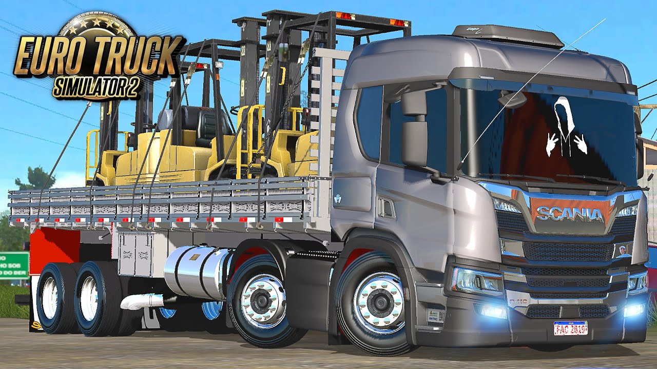 Scania New P Bitruck Carregada de Empilhadeiras - Euro Truck 2