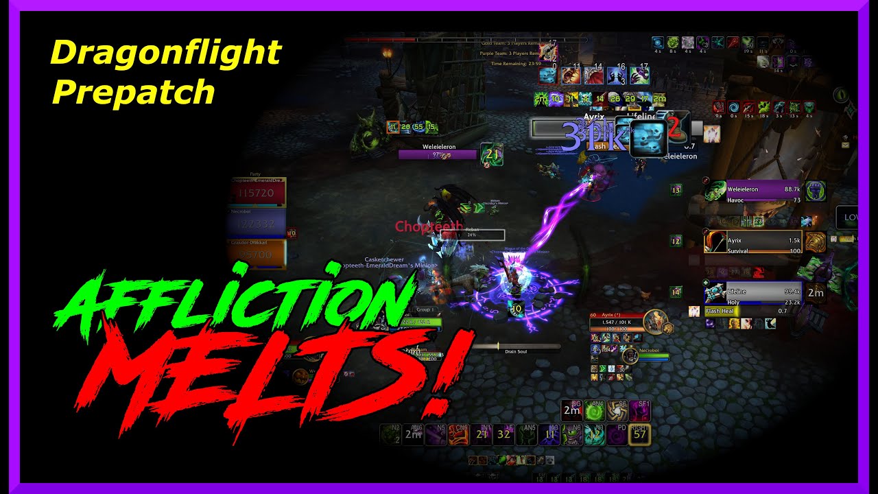 [4k] Necro Affliction Warlock Dragonflight Prepatch MELTING EVERYTHING! / 10.0 WoW Shadowlands Arena