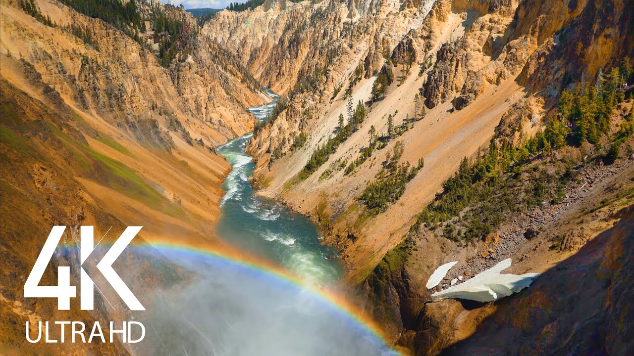 8HRS of White Noise to Relax - Majestic Waterfall Sounds - Amazing Yellowstone Waterfall in 4K