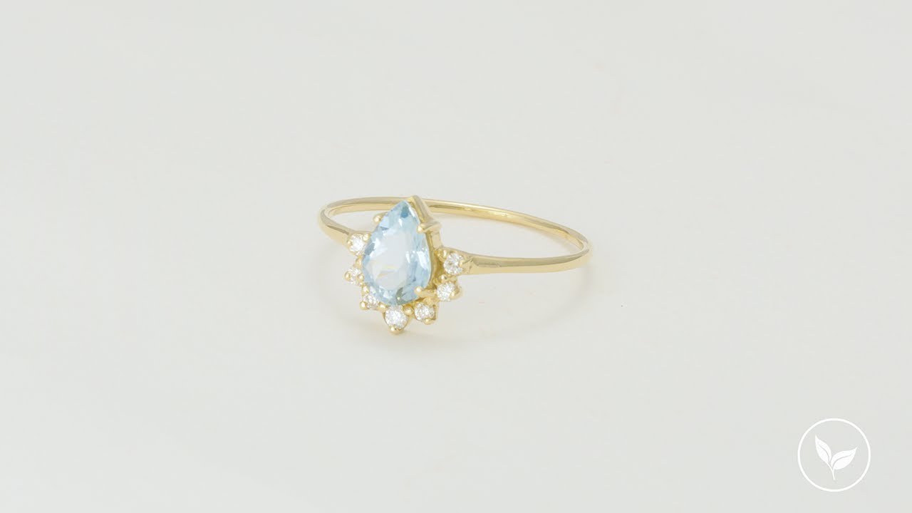 Aquamarine Pear Cut Diamond Ring