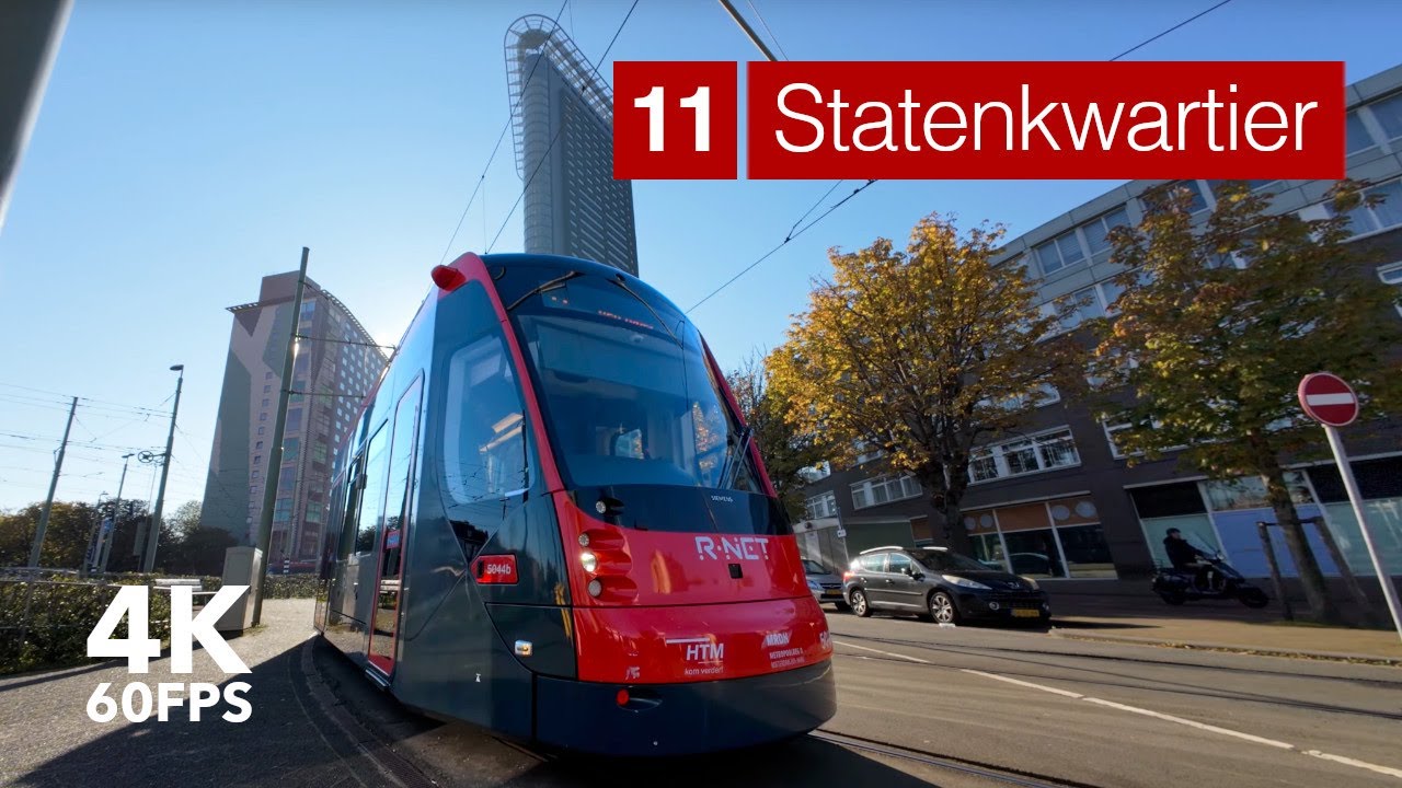 An unusual route | 🚊 HTM Line 11 | 🇳🇱 The Hague | 4K Tram Cabview | Siemens Avenio