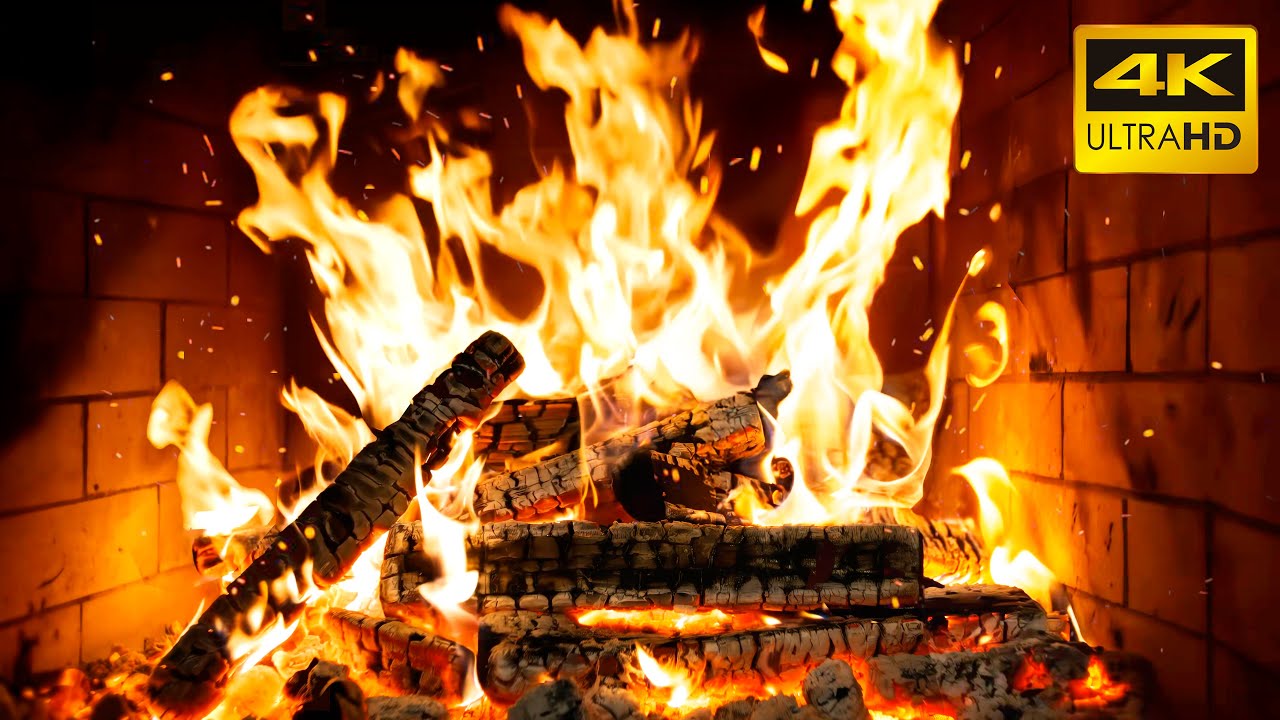 🔥 Kominek z delikatnym światłem i szelestem drewna &ndash; przytulna świąteczna atmosfera (Fireplace 4K)