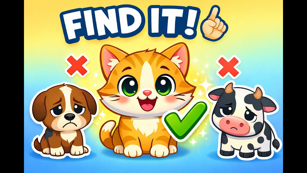 Find the Cat 🐱 | Fun Guessing Game for Toddlers (1–4) | Learning Animals #findit