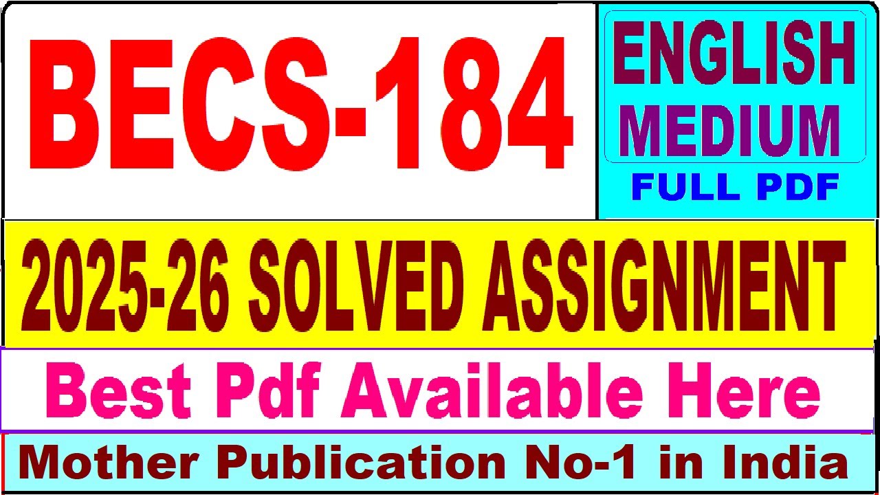 BECS 184 solved assignment 2025-26 || becs 184 solved assignment 2026 in English || ignou becs184