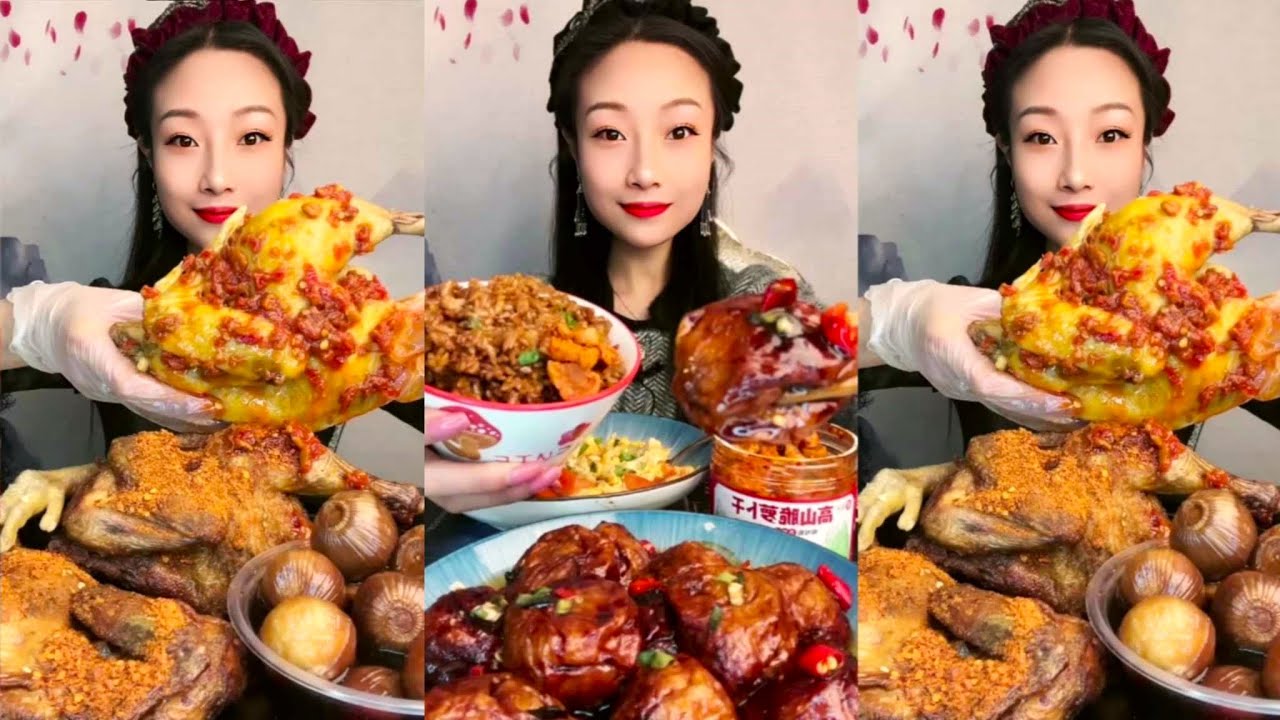 ASMR CHINESE FOOD MUKBANG | BRAISED PORK BELLY | GRILLED CHICKEN | PEPPER STEW | EATING PORK ASMR