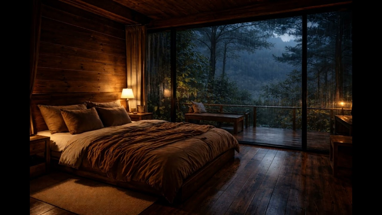 Gentle Rain Sleep Night 🌧️ Cozy Bedroom Ambience for Deep Relaxation