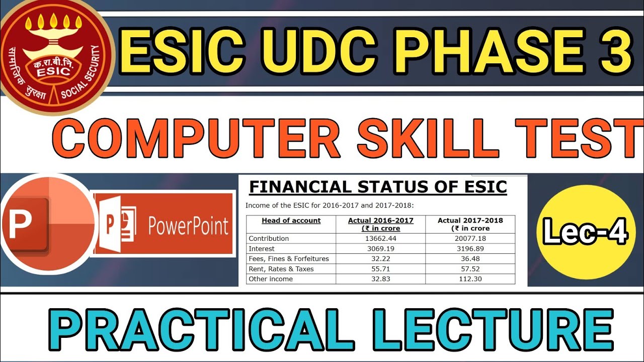 ESIC UDC Computer skill test 2022 | MS PowerPoint -Lecture 4