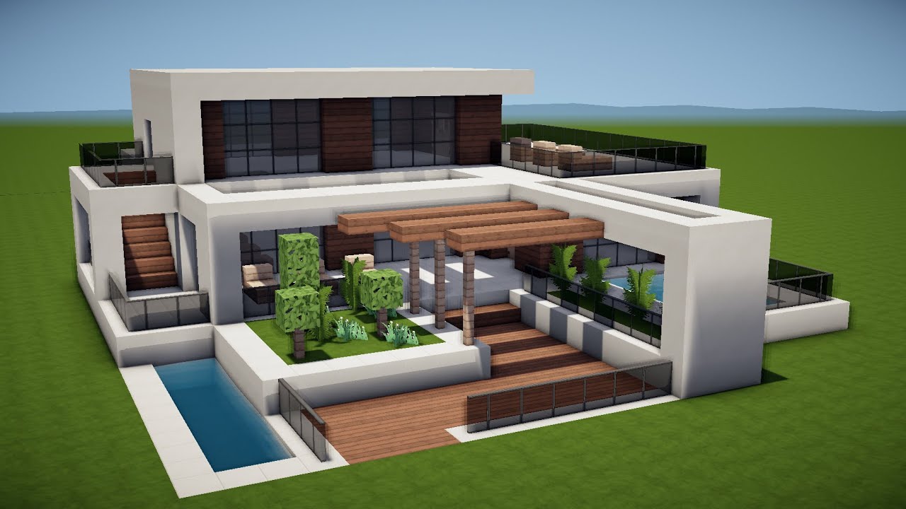 MODERNES HAUS mit POOL in MINECRAFT bauen TUTORIAL [HAUS 226]