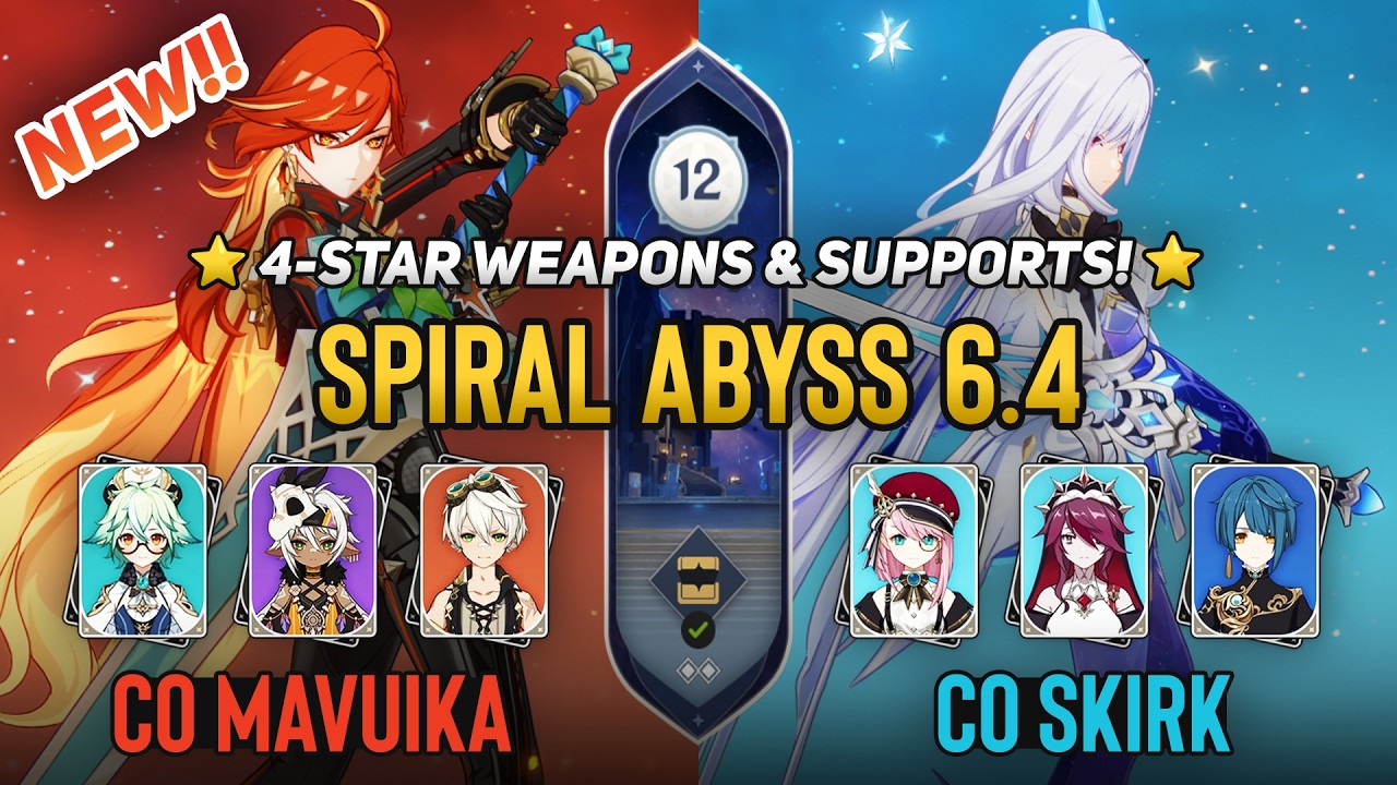 ⭐4-Star Weapons & Supports! C0 Mavuika & C0 Skirk F2P | NEW Spiral Abyss 6.4 | Genshin Impact