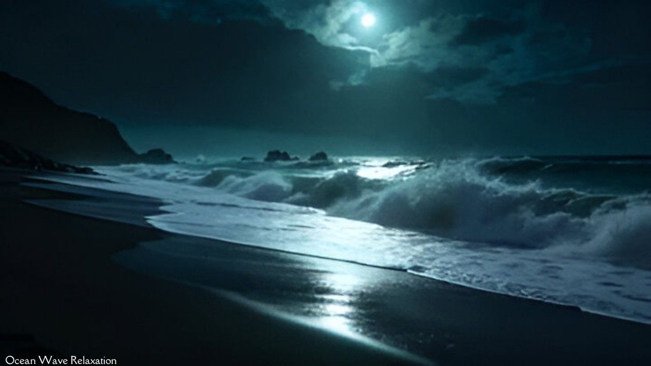 🌙 The Most Peaceful Midnight Ocean Storm Ever | Moonlight Reflecting on Rolling Mist