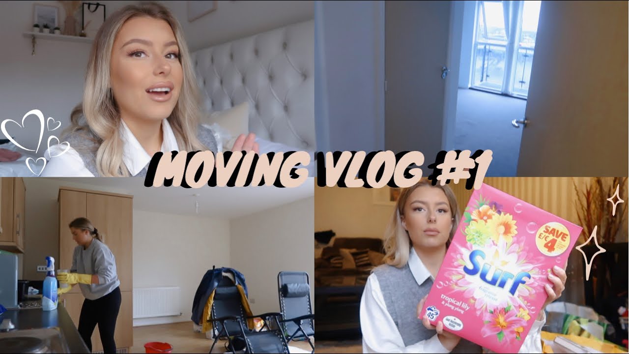 MOVING VLOG #1 - CLEANING HAUL, MOVING FURNITURE AND FLAT TOUR!