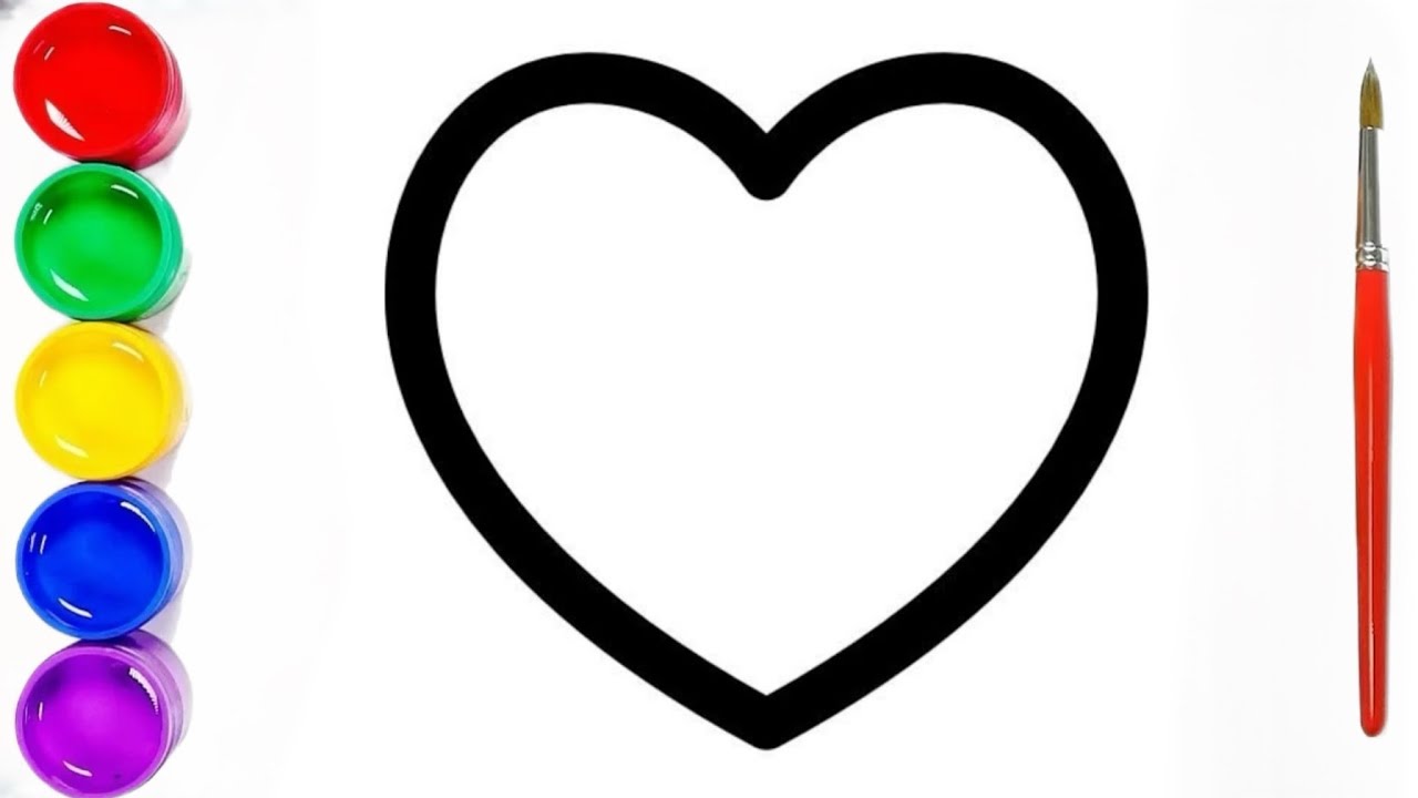 Easy drawing and coloring for kids and toddlers. How to draw a heart 