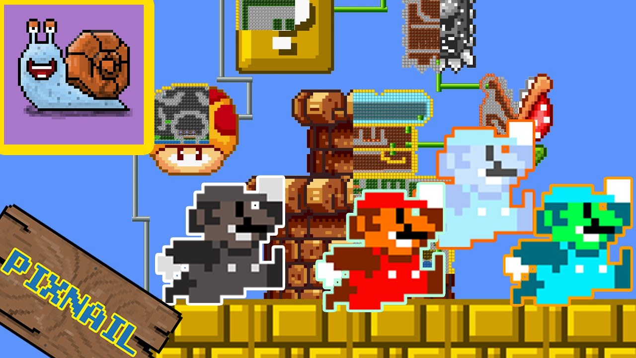 Pixnail: Super Mario FANTASTIC 4 (Ice, Fire, Air, Rock)  Maze Mayhem Ep 01 | Animation