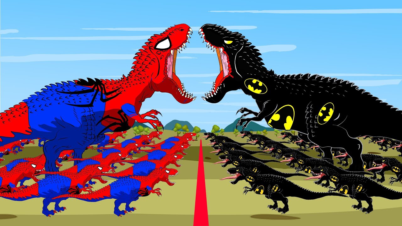 SPIDER MAN T-REX vs BAT MAN T-REX : Who Is The King Of Dinosaurs Radiation? | Godzilla Cartoon