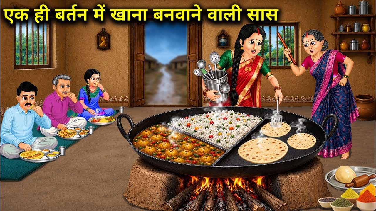 एक ही बर्तन में खाना बनवाने वाली सास | A mother-in-law who insists that food be | Cartoon Video