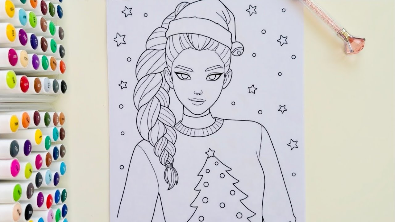 KPop Demon Hunters Rumi Christmas Coloring ✨ |ASMR Relaxing Art| 