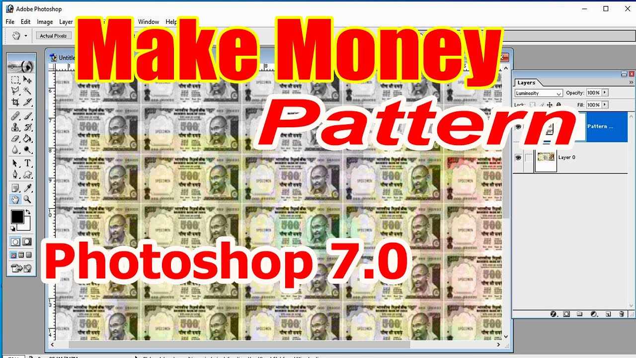 How to make money pattern in Photoshop 7 tutorial