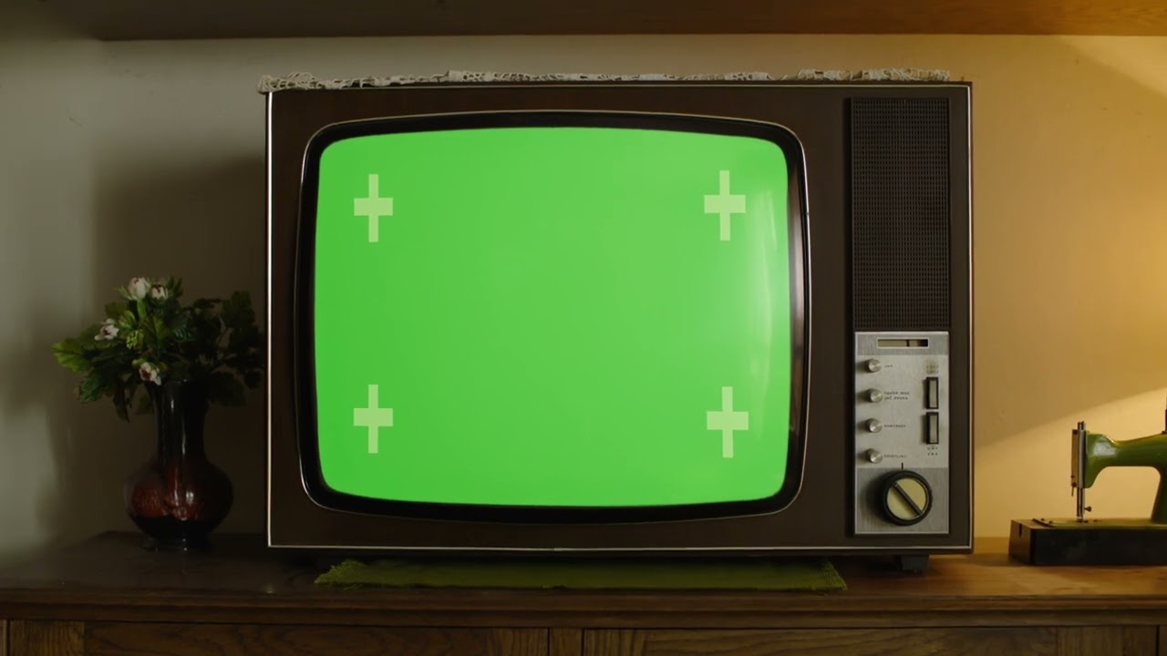 Television | Retro | Green Screen | Screen | Dolly In | Free Stock Video Footage 4K [ No Copyright ]