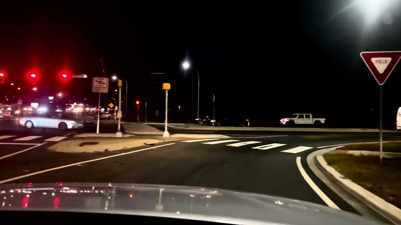 Evening drive on Route 141 and Route 37 (Commons Boulevard) in New Castle Delaware