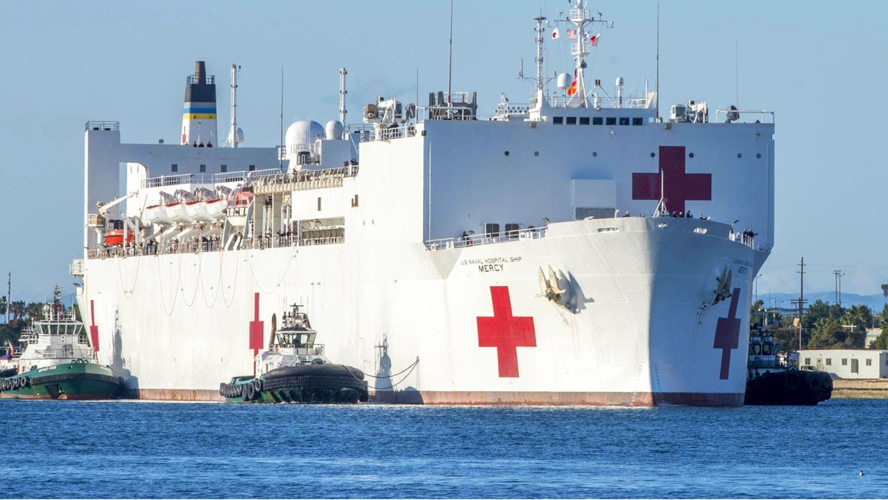 U.S. Naval Hospital Ship USNS Mercy Arrives in Los Angeles