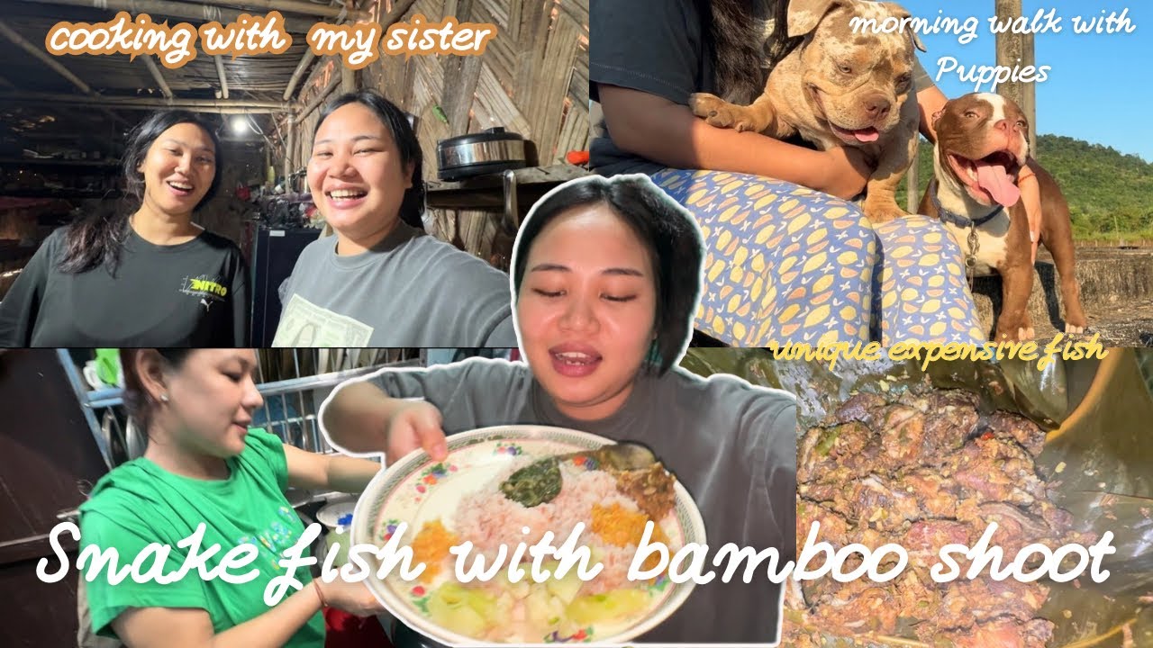 Cooking with my sister @penvivlogs9165 || eating snake fish  village vlog Arunachal Pradesh 