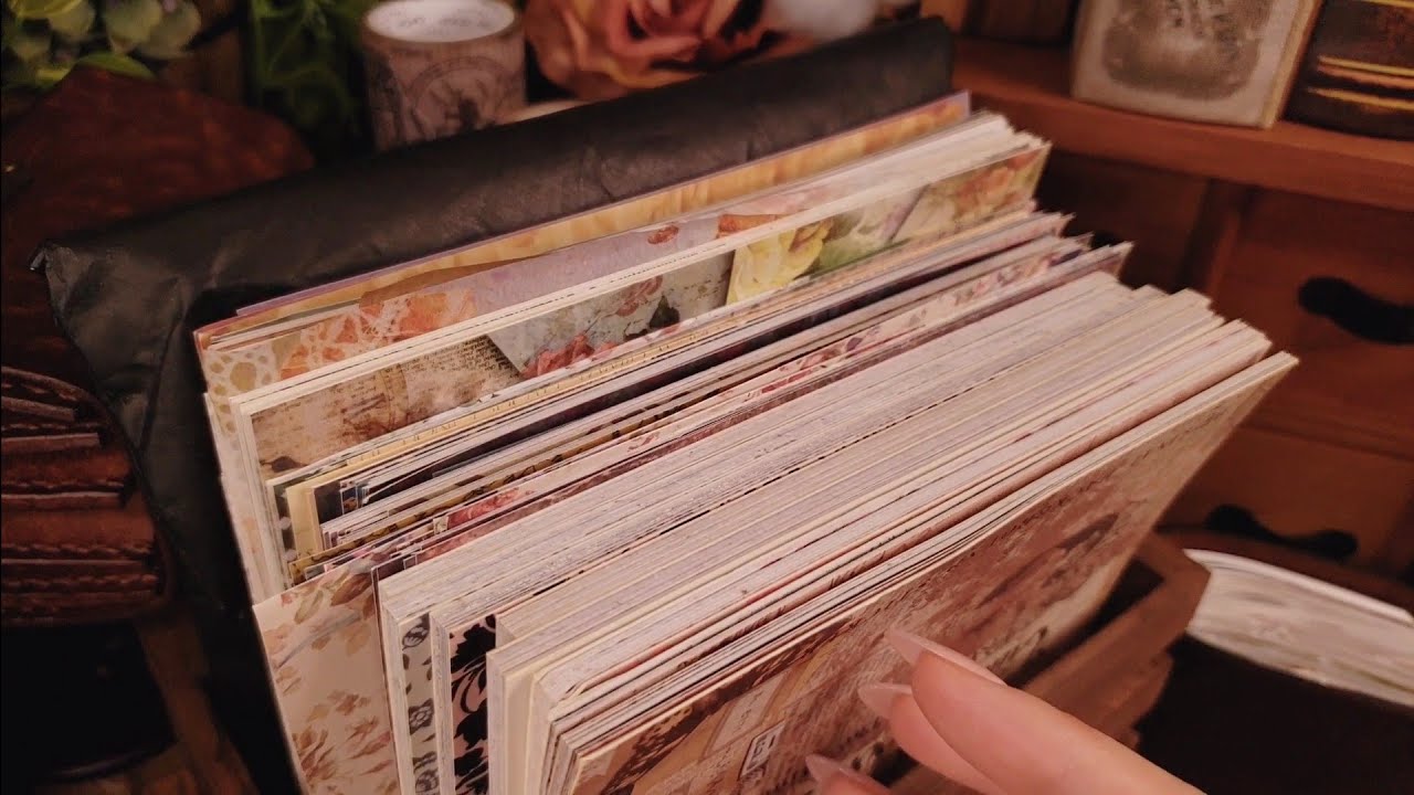 ASMR｜沢山の紙の音・Vintage日記を飾る｜Relaxing paper sound,Decorate idea