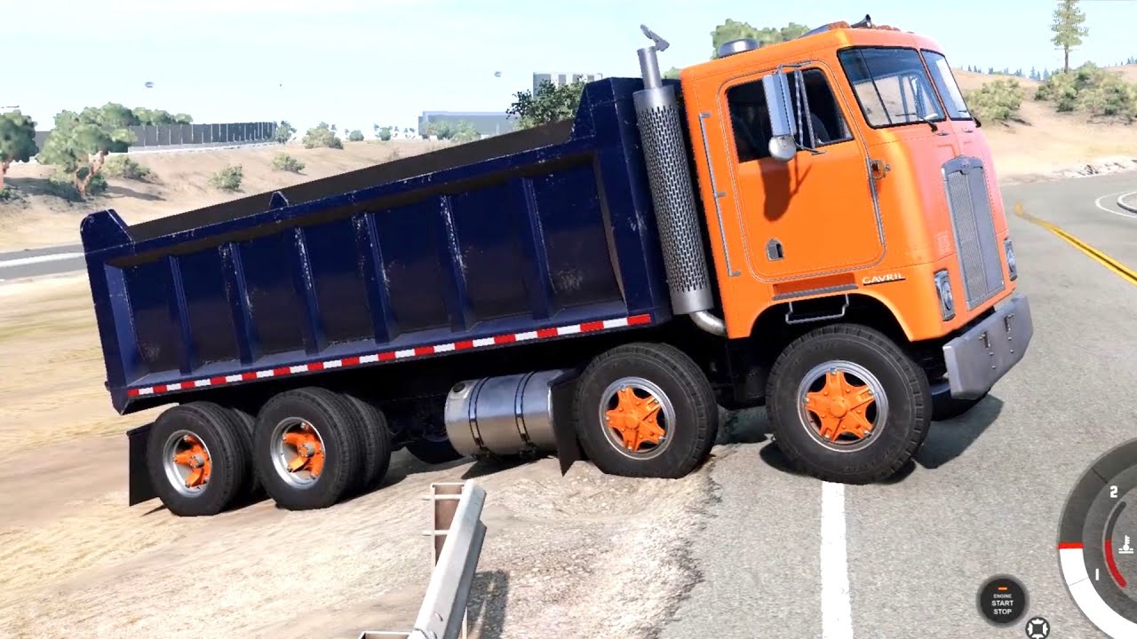 BeamNG Drive - Twin Steer Dump Truck Transporting Rocks on the West Coast USA
