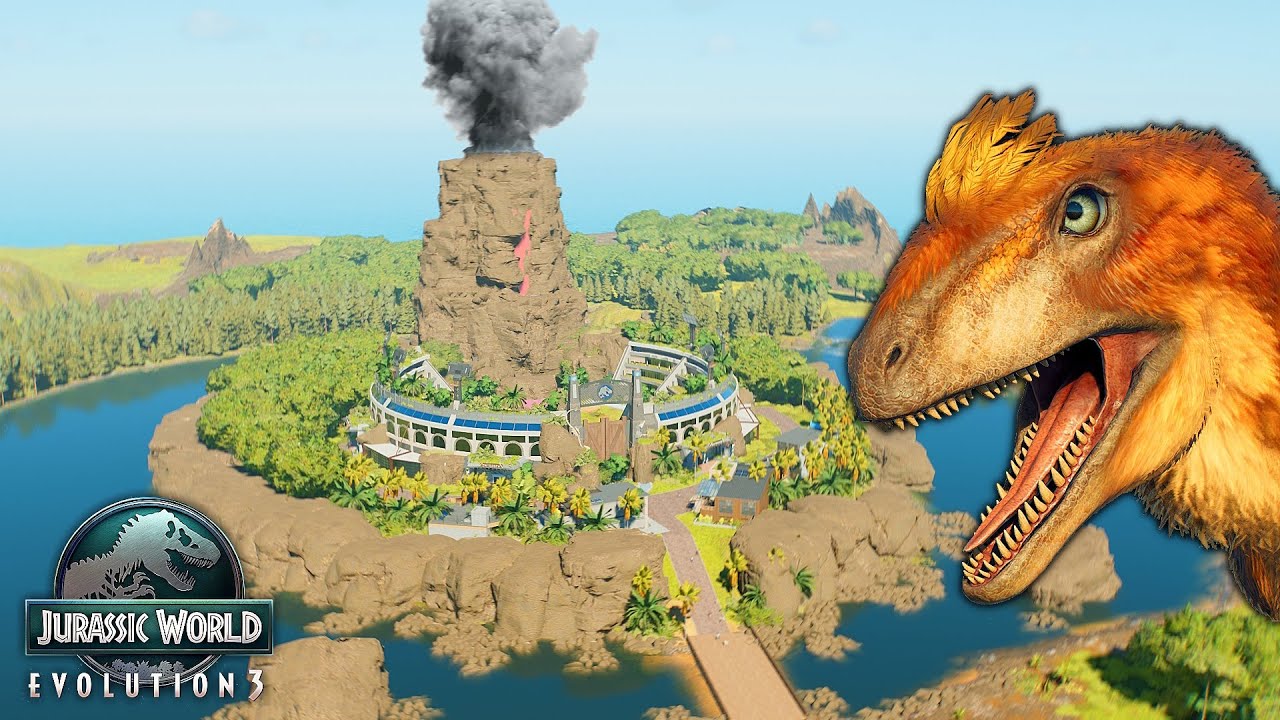 How to make a DEINONYCHUS VOLCANO ISLAND! - Jurassic World Evolution 3 I Dino of the Day #6