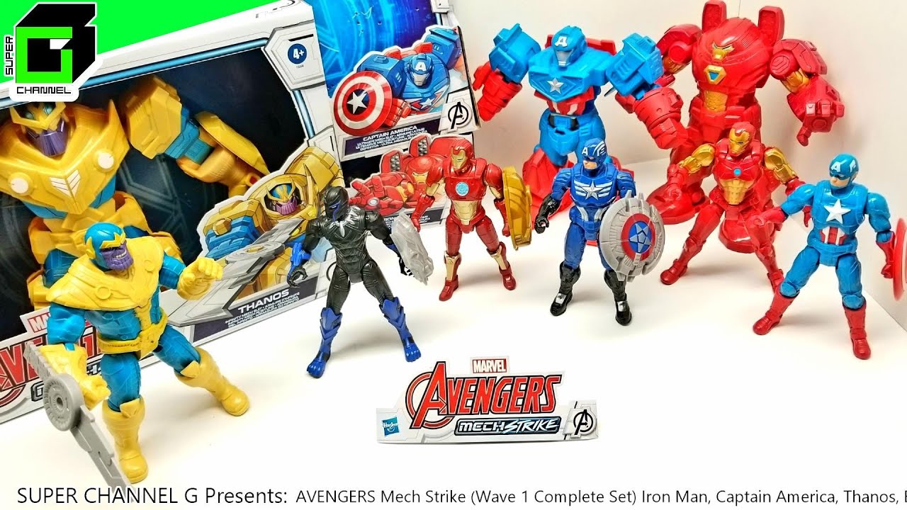 AVENGERS MECH STRIKE (Wave 1 Complete Set) Iron Man, Captain America, Black Panther and Thanos!