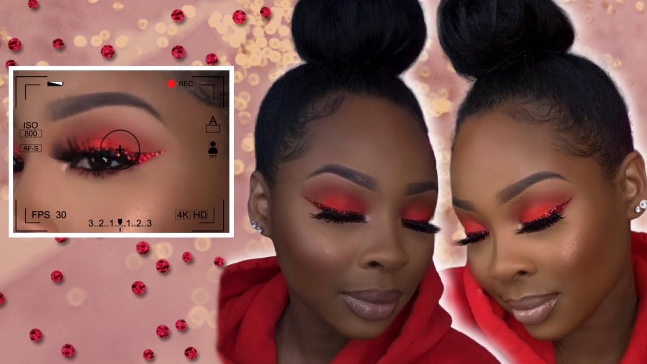 Red Rhinestone Makeup Look | Norvina Vol.3 Pallete