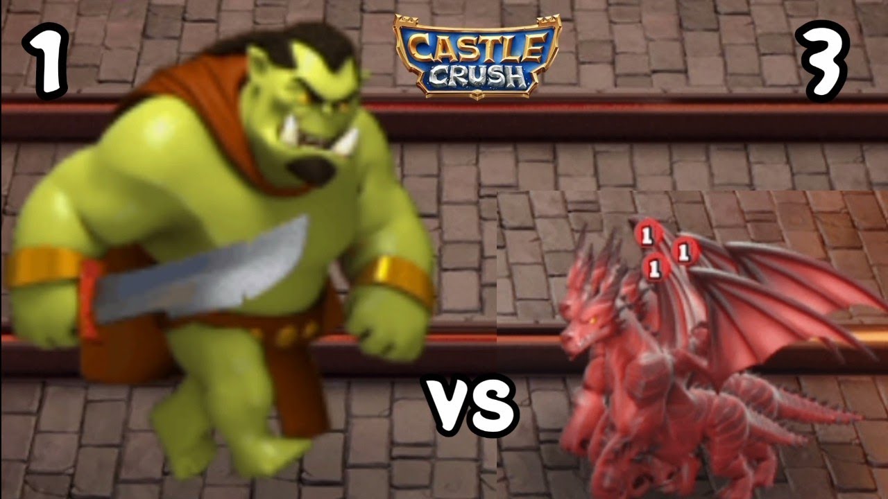 Monster Size Orc Warrior Vs Three Legend Dragon! Castle Crush