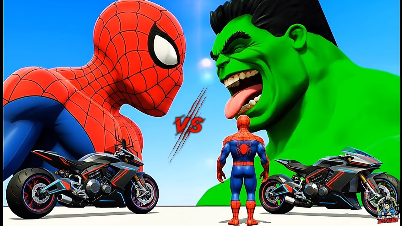 HULK aur SPIDERMAN bane SUPERHERO 😱🔥 Mega Ramp Bike Racing | Indian Bike Driving 3D