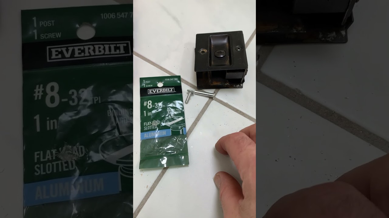 Pocket door hardware repair using binding post assembly. 