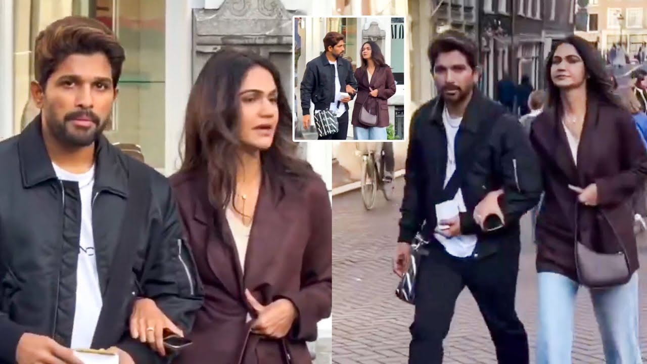 Iconic star Allu Arjun walks Along with his wife Sneha Reddy Latest visuals | TFPC