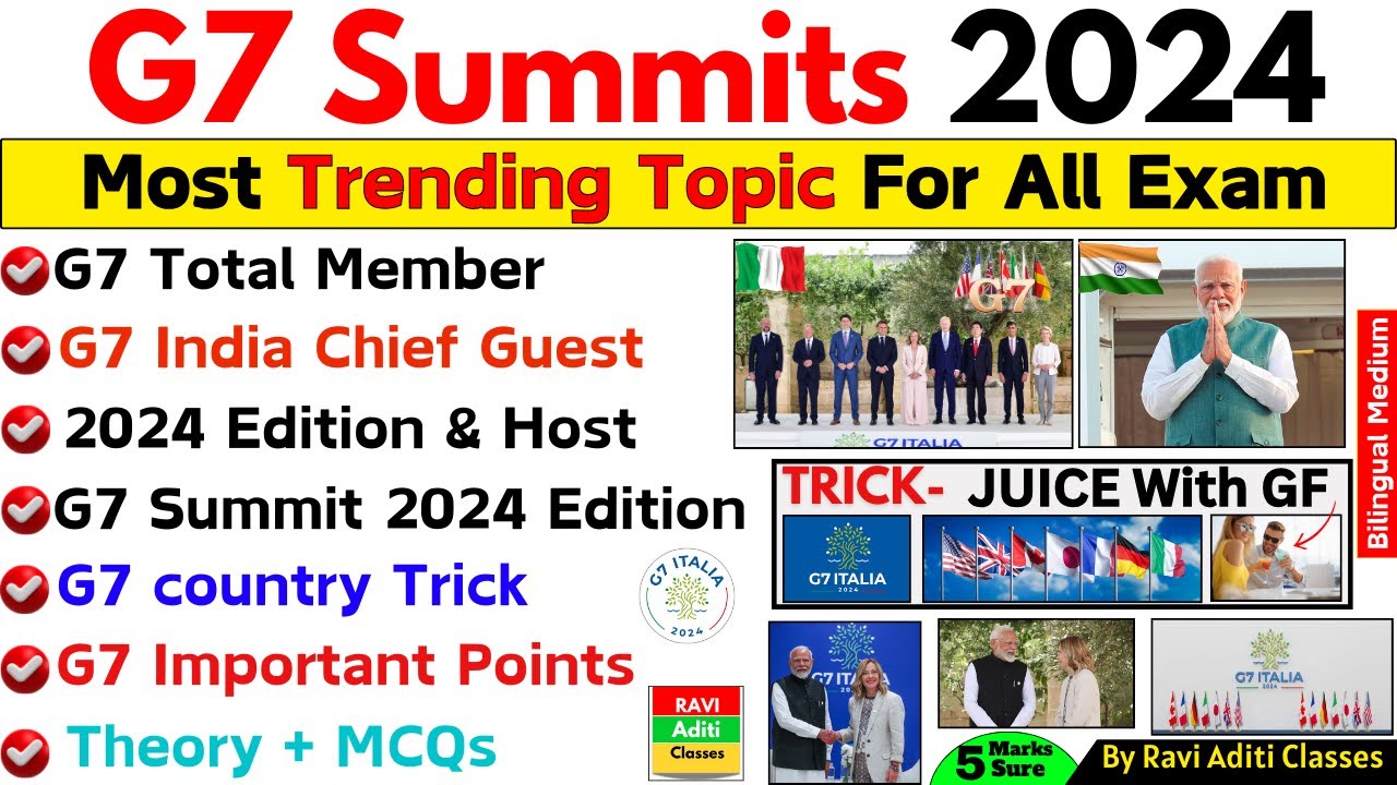 G7 Summit 2024 Current Affairs | G7 Shikhar Sammelan 2024 Gk | Important Summits and Conference 2024