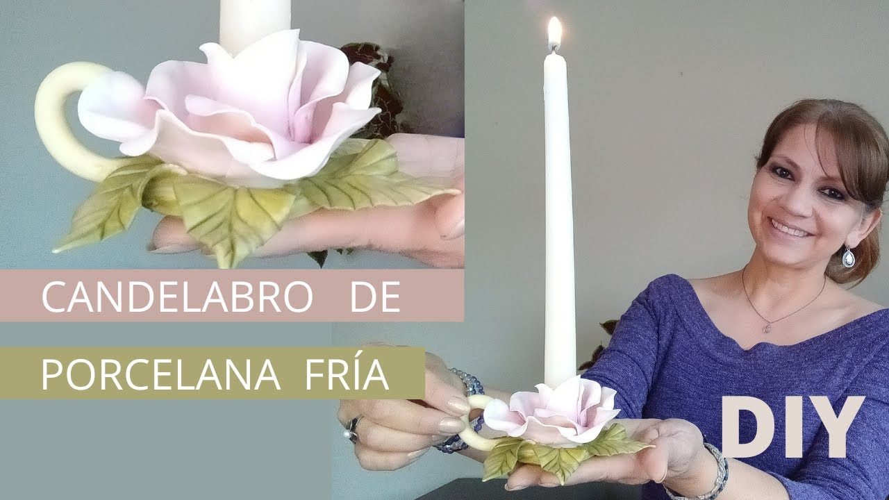 Como hacer un precioso Candelabro en forma de flor con Porcelana Fría