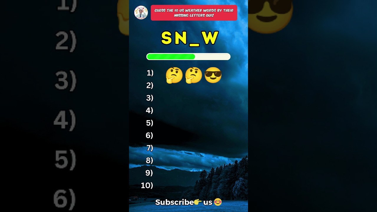 Угадайте 10 американских слов, обозначающих погоду, по пропущенным буквам. Викторина 🤔