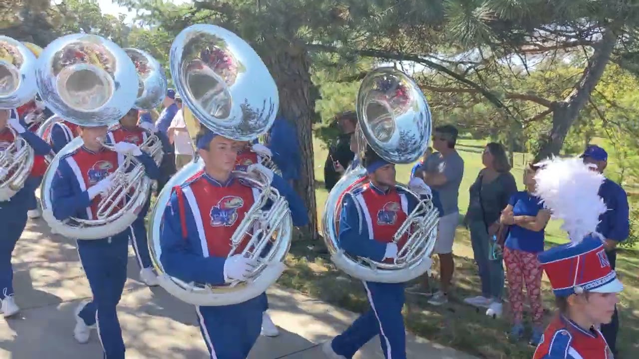 KU Marching Jayhawks - marching down the hill 10-01-2022